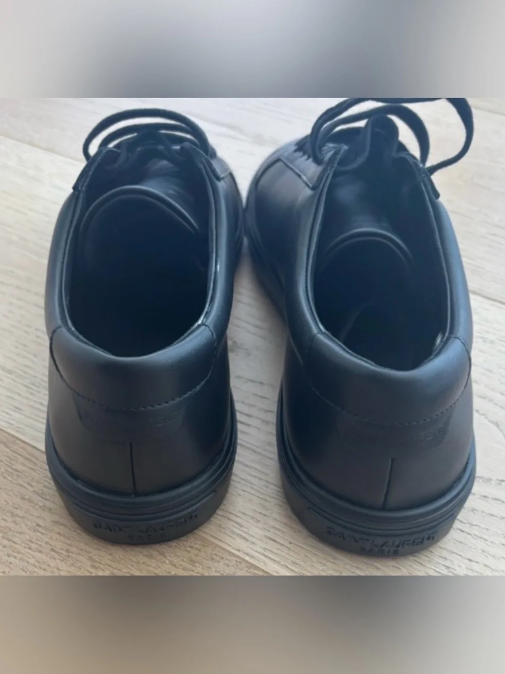 Saint Laurent | Black Leather Andy Low-Top Lace-Up Sneakers Shoes Women’s - Picture 6 of 9